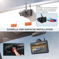 eRapta 5" LCD Vezeték Nélküli Tolatókamera Szett 1080P Monitorral - 9600 mAh Akkumulátor, 2 Perces Telepítés, IP69K Vízálló, Autóhoz, Tehera 2