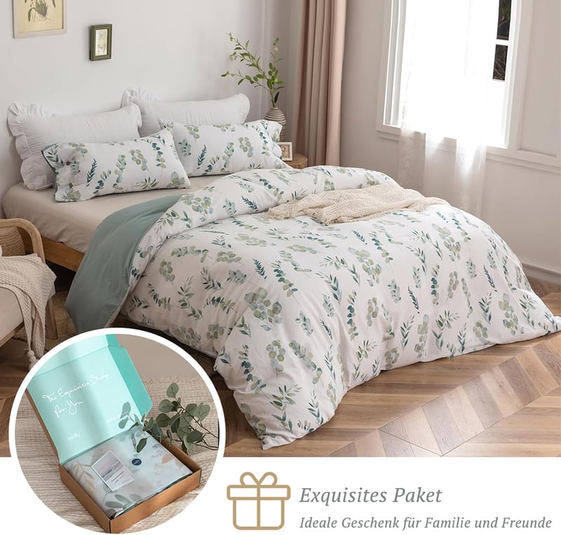 MILDLY növénymintás ágynemű szett 200x200, mosott pamut, öko-tex, allergiásoknak
