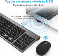 Olasz QWERTY USB billentyűzet és egér szett - GALENMORO vezeték nélküli, ergonomikus, csendes, Windows kompatibilis 5