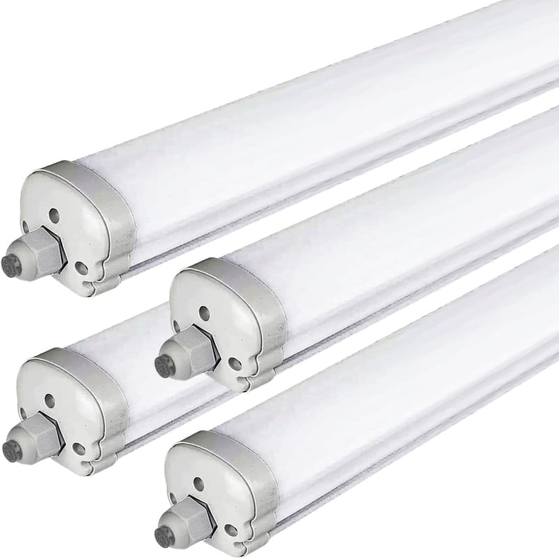 ZONE LED 4 db-os IP65 Vízálló LED Lámpa Szett - 120 cm, 36W, 4320 Lumen, Hideg Fehér 6500K, Pince és Nedves Helyiség Világítás, Kültéri-Belt