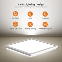 BLNAN LED Mennyezeti Lámpa 24W Ultravékony - 3 Színhőmérséklet (3000K/4000K/5000K) 2400LM - Hálószobába, Nappaliba, Konyhába, Fürdőszobába 2