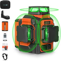 TakamineTech Zöld Keresztvonalas Lézer - 3x360° Önszintező Lézeres Szintező 12 Vonallal, Építkezéshez, 5200 mAh Akkumulátor, Távirányítóval, 1