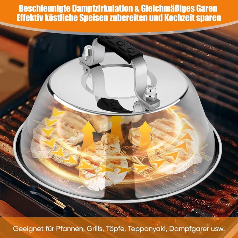 Homikit Rozsdamentes Acél Burger Harang Szett (2db) - Hőálló Szilikon Fogantyúval, 22,8 cm - Teppanyaki, Grill és Konyhai Használatra, Mosog
