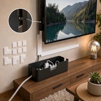 Kábelmentő TV-sarok: HDMI-kábel + 4 m/10 db kábelcsatorna + kábelrendező doboz + spirálkötegelő + LED-izzó 1