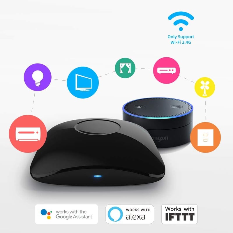 BroadLink RM4 Pro Univerzális Távirányító - 2.4GHz WiFi IR és RF Okosotthon Központ, Kompatibilis Alexa és Google Home Rendszerekkel, TV, Se