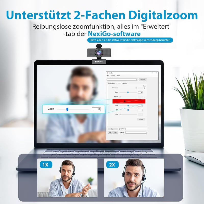 NexiGo N60 1080P HD webkamera mikrofonnal, 110° látószöggel, Zoom/Skype kompatibilis