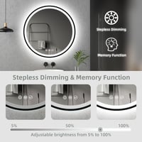 STARLEAD Kerek Fürdőszobai Tükör 80 cm, LED Világítással, Bluetooth Hangszóróval, Fényerőszabályzós, 3 Színhőmérséklet, Páramentesítő, Feket 4