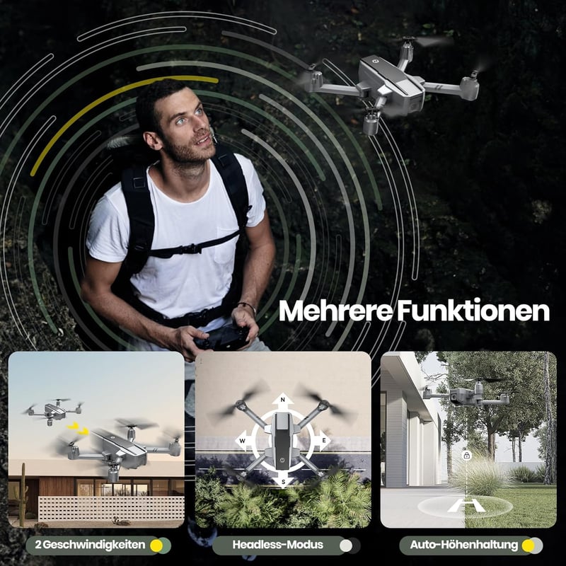Holy Stone HS440D GPS Drón 4K Kamerával Kezdőknek, 20 Perces Repülési Idő, Követés Funkcióval, Automatikus Visszatérés, 5G FPV Átvitel, Össz