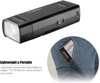 Godox AD200Pro Hordozható Vaku, Cserélhető Vakufejjel (Speedlite/Izzó), 200W Vezeték Nélküli TTL, HSS 1/8000s, X1T-C Kioldóval Canon EOS Fén 3