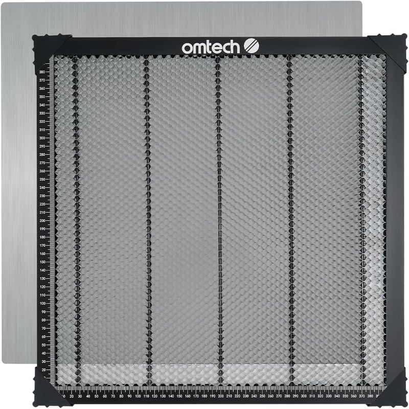 OMTech 400x400mm-es méhsejt lézervágó asztal beépített mérleggel CO2 gravírozógépekhez