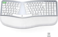 Seenda ergonomikus vezeték nélküli billentyűzet, USB-s, tenyértámasszal, Mac és Windows kompatibilis, német kiosztás, fehér-ezüst 1