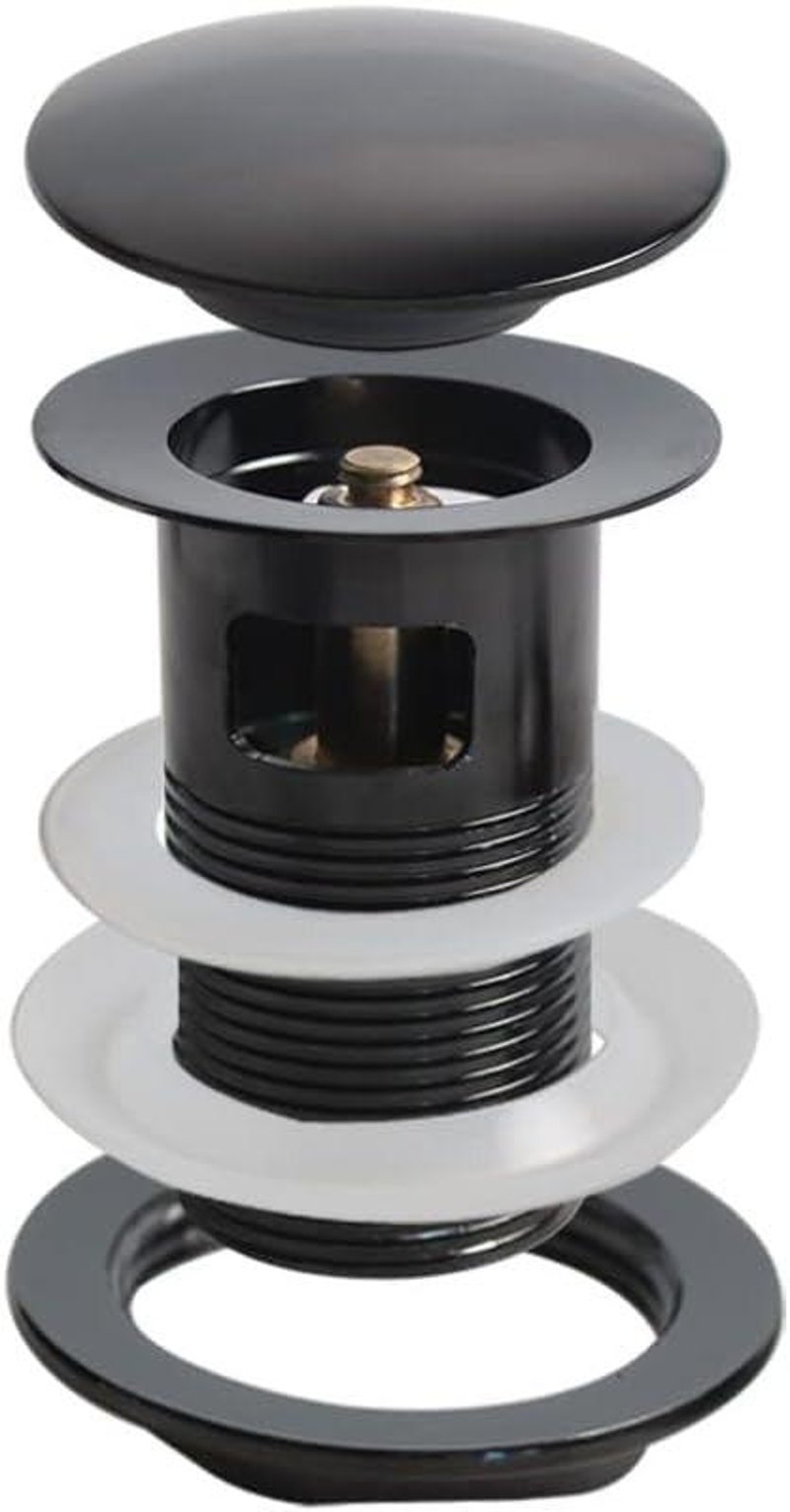 Univerzális fekete mosogatódugó és lefolyó szett 66mm, G1 1/4"
