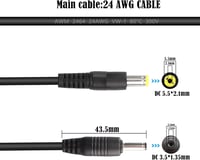 GINTOOYUN 2 db DC 5.5x2.1mm - DC 3.5x1.35mm Tápkábel Biztonsági Kamerákhoz, Mini Hangszórókhoz, 1m Hosszú, 24AWG Réz Vezeték 2