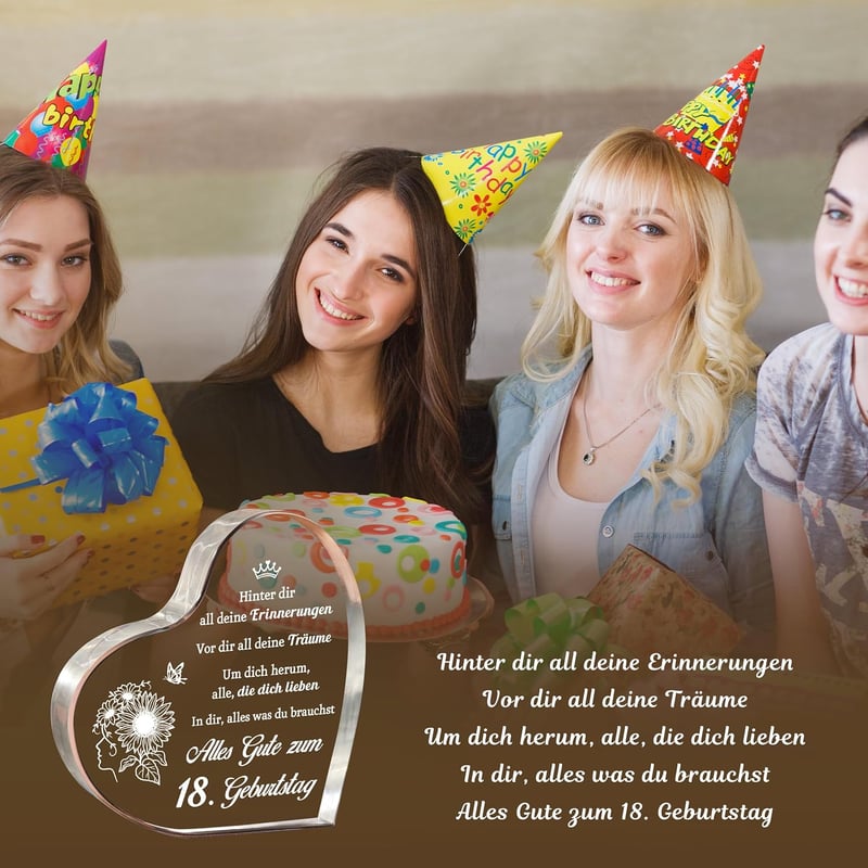 Pandasch Akril Szív Asztali Dekoráció 18. Születésnapra - Elegáns Ajándék Lányoknak, Papírnehezék Funkcióval, Lézergravírozott Verssel