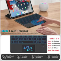 Emetok 7 színű háttérvilágítású német QWERTZ Bluetooth billentyűzet trackpaddal iPad-hez 4