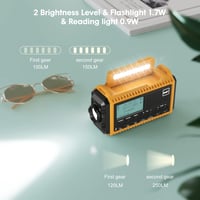 DAB+ Napelemes Kurblis Rádió LED Lámpával, 5000mAh Akkuval - Sárga, Kempinghez 3