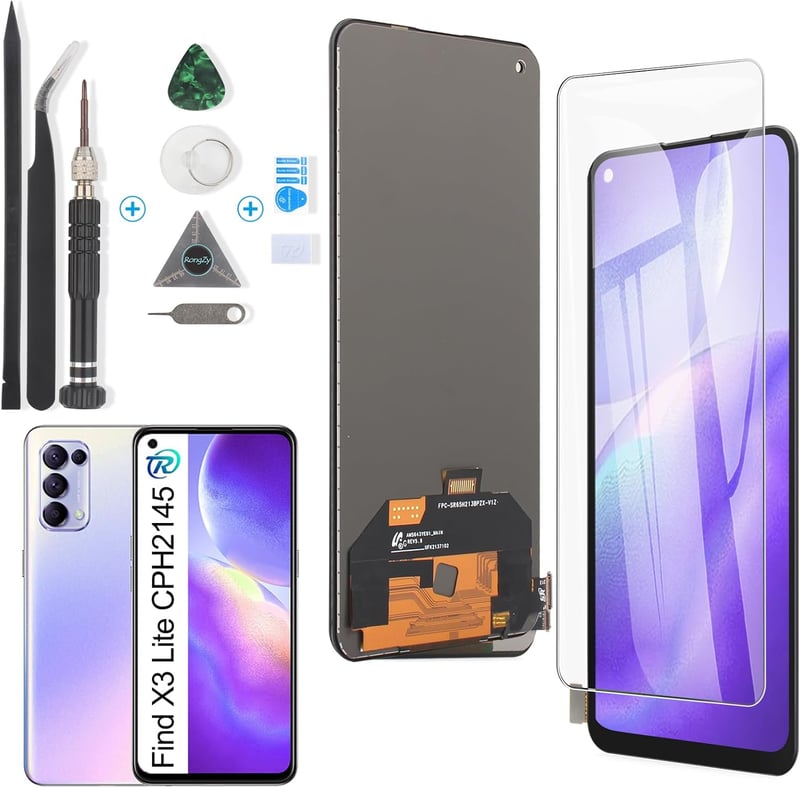 RongZy Kijelző Oppo Find X3 Lite CPH2145/RENO5 5G Készülékhez - Érintőképernyős Digitalizáló Csereképernyő Szerelési Eszközökkel, Fekete
