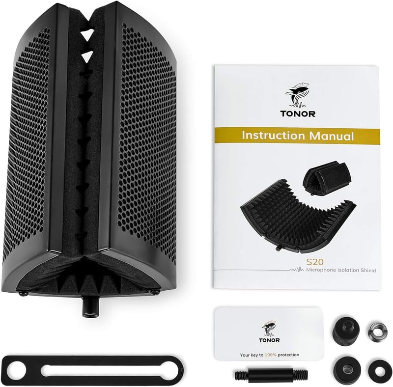 TONOR Mikrofon Pop Filter Hangszigetelő Panellel - Állítható Hangrögzítő Szélvédő