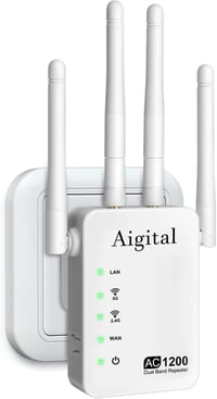 Wodgreat 1200 Mbit/s Dual Band WiFi Jelerősítő, 2.4G & 5G WLAN Repeater Ethernet Porttal, 4 Antennás Jelismétlő, 245m² Lefedettség, AP Mód 1