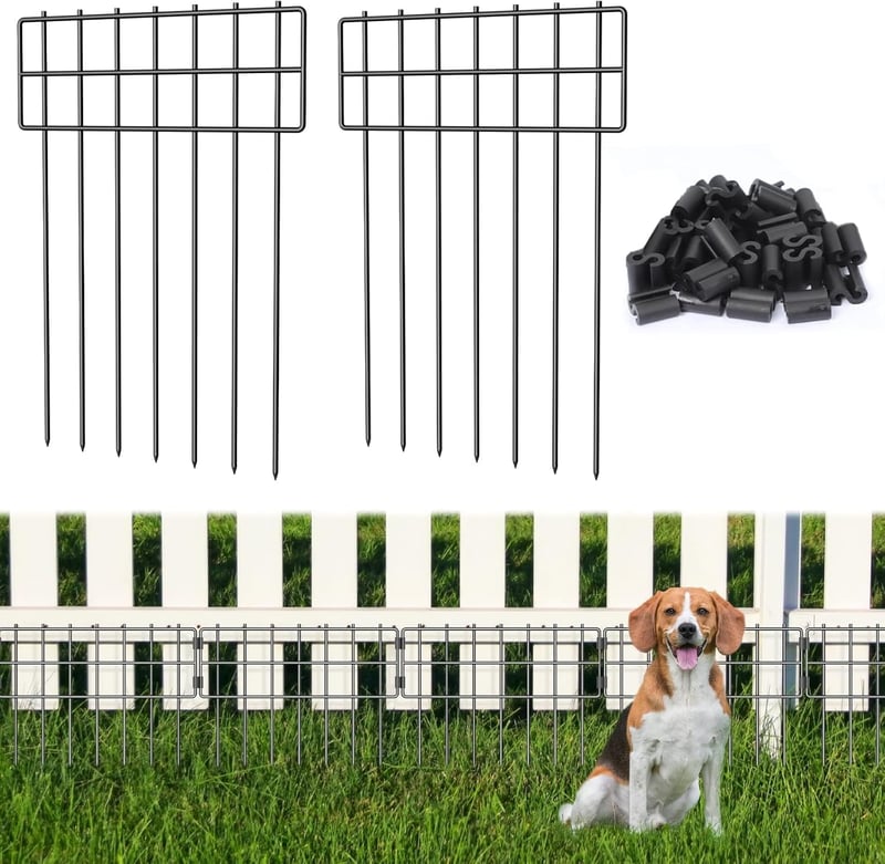 LIANTRAL Dekoratív Fém Kerti Kerítés - 42cm x 7,63m, Fekete, 25 db T-alakú Elem, Állat Védőkerítés, Rozsdamentes, Földbe Szúrható