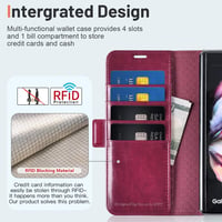 Samsung Galaxy Z Fold 4 5G OCASE bőrtok S Pen tartóval, RFID védelemmel - Burgundi 3