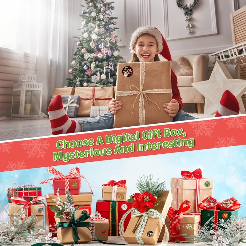Karácsonyi Adventi Naptár Matrica Szett - 240 db Változatos Mintával