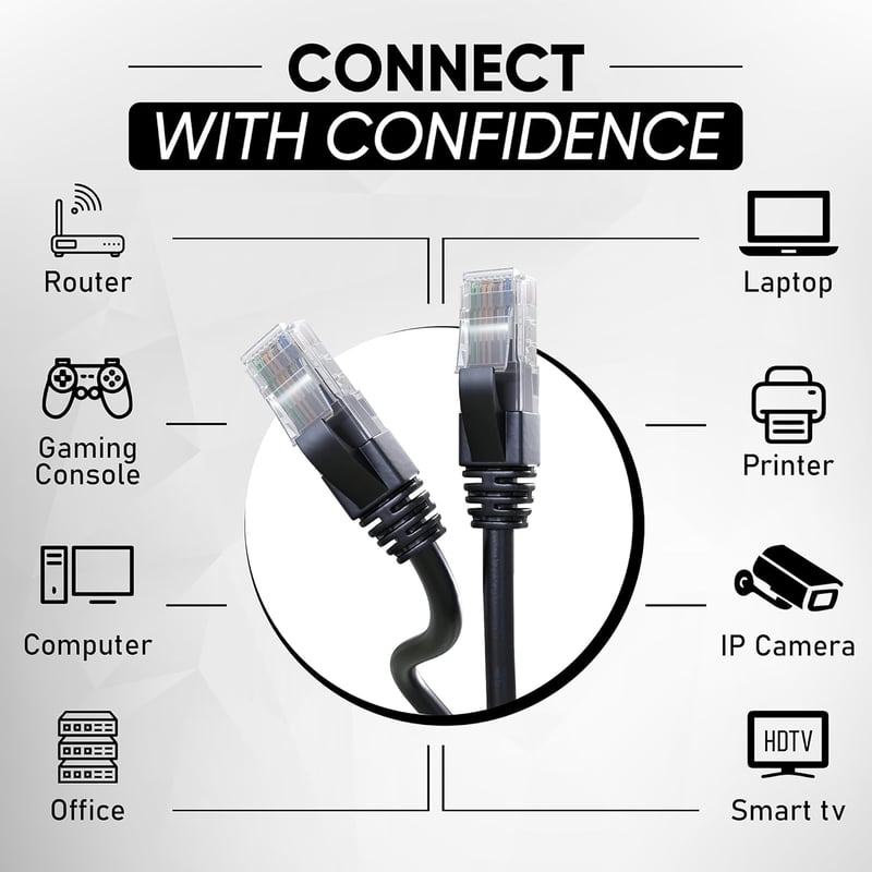 Mr. Tronic 30 méteres Cat6 UTP fekete Ethernet kábel, RJ45 csatlakozókkal