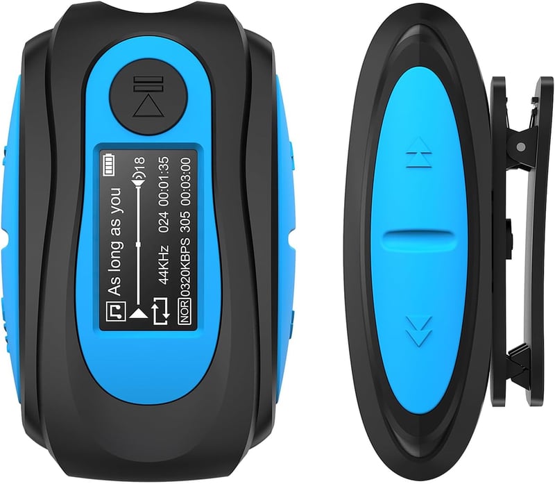 AGPTEK Bluetooth Mini Clip MP3 Lejátszó - Hordozható Zenelejátszó FM Rádióval, 64GB Micro SD Kártyával, Sportoláshoz Ideális - black