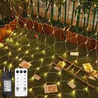 Liyade Kültéri Fényfüggöny 3x2m - 200 LED Meleg Fehér Világítás IP44 Vízálló - Távirányítós Időzítő 8 Üzemmóddal Kertbe, Bokrokra, Karácsony 1