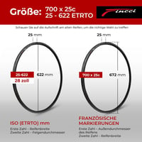 Fincci Összehajtható Országúti Kerékpár Gumi 700x25c - 28" Defektvédelemmel, 120 TPI, Verseny, Gravel, E-Bike és Túrakerékpár Abroncs Szett 11