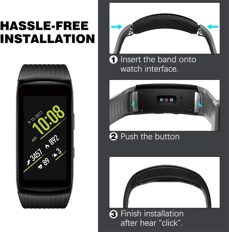 MoKo Szilikon Óraszíj Samsung Gear Fit 2 SM-R360/Fit 2 Pro SM-R365 Okosórához - Fekete Sportpánt Cserekarszíj
