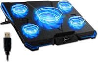 KLIM Cyclone Laptop Hűtő és Állvány - 5 Ventilátoros Hűtőpad Túlmelegedés Ellen - Kompatibilis PC, PS4, Xbox One, 11-19" Laptopokkal - Kék 1