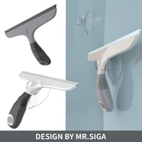 MR.SIGA Szilikon Ablak- és Zuhanylehúzó Tapadókorongos Tartóval - Csíkmentes Tisztítás Tükörre, Üvegre, Zuhanyzóra, Fekete-Fehér 3