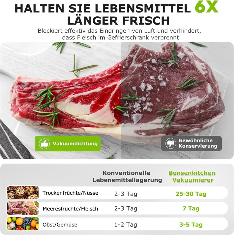 Bonsenkitchen fehér vákuumfóliázó gép - VS2000 modell