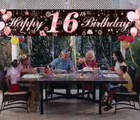Rózsaszín-Arany "Sweet 16" Születésnapi Zászló Lányoknak 7