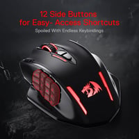 Redragon M913 Impact Elite vezeték nélküli gamer egér, 16000 DPI, 20 programozható gomb, 45 órás akkumulátor, RGB világítás, 12 oldalsó gomb 4