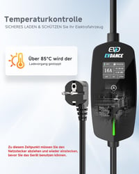 EVDANCE Type 2 Elektromos Autó Töltőkábel Schuko 3,68 kW, 6,1m, Időzíthető 0-12 Óra, 1-Fázisú, 6-16A, Elektromos és Hibrid Járművekhez 4