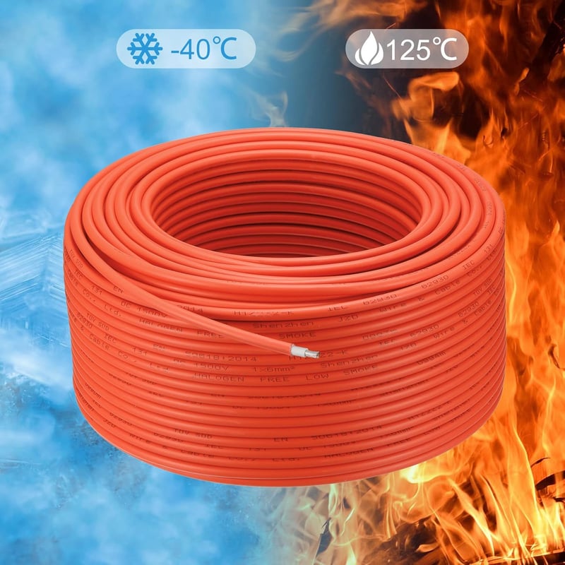 Sourcing Map 100m-es 6mm² Piros Napelem Kábel, 1500V PV Hosszabbító