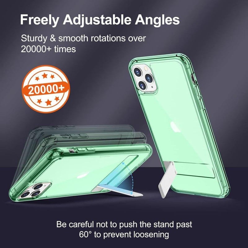 Apple iPhone 11 Pro Max Zöld Áttetsző Szilikon Tok Beépített Állvánnyal