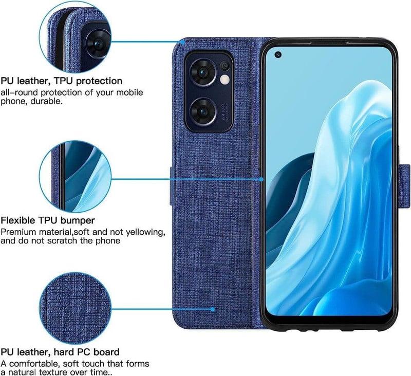 Oppo Find X5 Lite 5G bőr pénztárcatok kártyatartóval és állvánnyal
