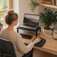 Ergonomický home office set: tichá myš + podložka s opierkou + stojan na notebook + organizér káblov 1