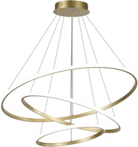 minifair LED Függőlámpa - Szabályozható Fényerejű 3 Gyűrűs Arany Csillár 20+40+60cm, 52W - Modern Akril Mennyezeti Lámpa Étkezőbe, Nappaliba 1