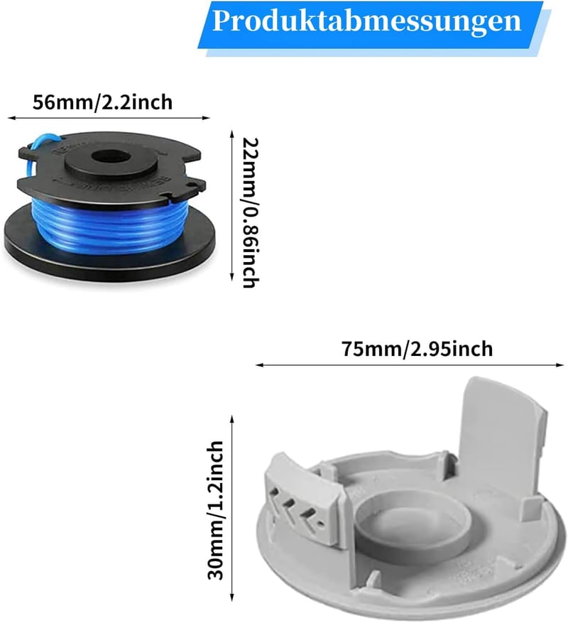 Yweller 10 db RAC124 pótdob szett Ryobi 18V ONE+ akkus és hibrid fűkaszákhoz, 1,65 mm átmérő, 3,3 m hossz, fedéllel - OLT1832, RLT1830Li kom