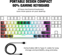 ZIYOU LANG 60% Kompakt RGB Mechanikus Gamer Billentyűzet, Kék Kapcsolók, PC/PS4/Xbox 7