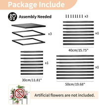 Nuptio Fekete Fém Váza Szett 3 db - Magas Geometrikus Virágtartó Állvány Esküvői Asztaldíszhez, Otthoni Dekorációhoz - 60/80/100 cm 6