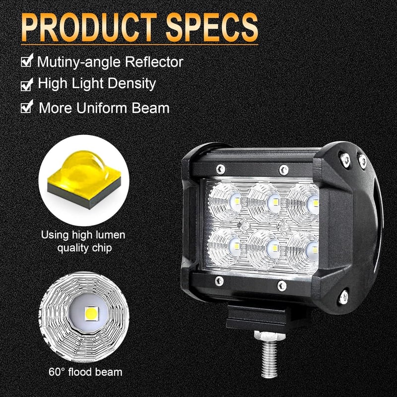 Erős 18W LED munkalámpa 4" terepjárókhoz és quadokhoz