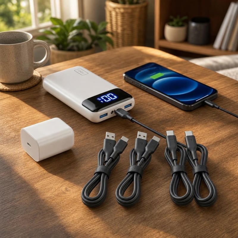 USB-C set za punjenje: 35W punjač + 20.000 mAh power bank + 4x kabel