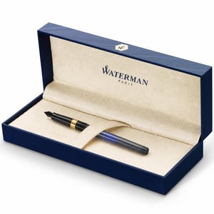 Stilou Waterman Hémisphère din oțel inoxidabil cu ornamente aurite de 23K, peniță fină — fără capac, cu cerneală folosită (stare: vezi imaginea 2)