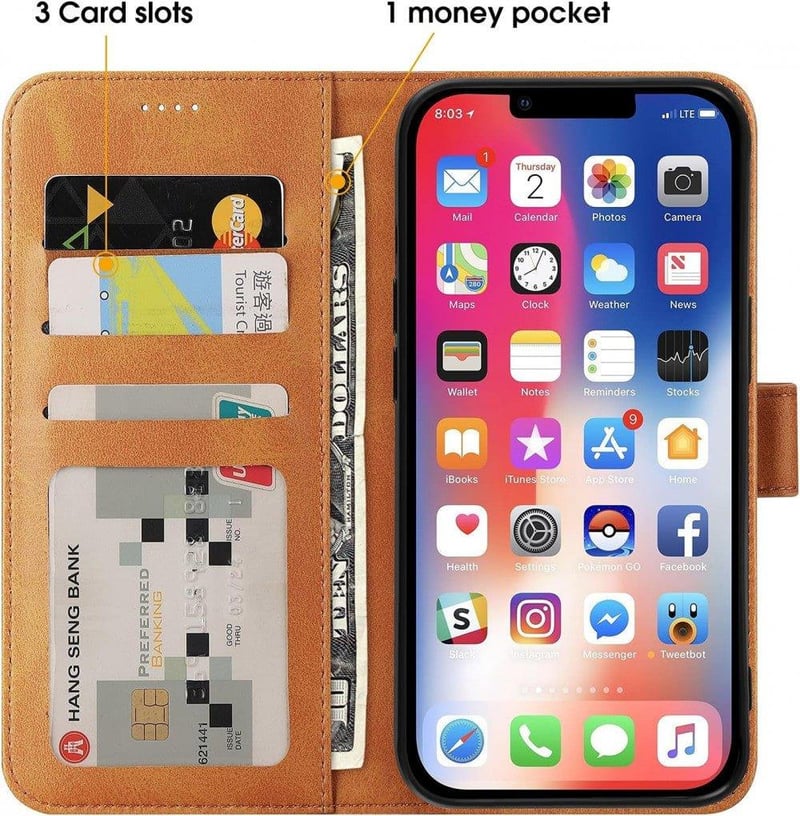 iPhone 13 mini Cresee Bőr Pénztárcás Flip Tok