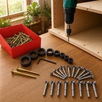 Sada na montáž nábytku: 8x doraz + 16x Forstner vrták + 250x Torx skrutka 1